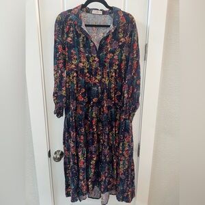 NATURAL LIFE Multicolor Floral Long Sleeve Dress NWOT